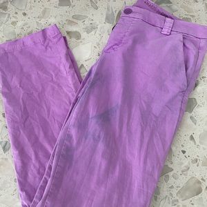 Lilac khaki pants w/blue stain